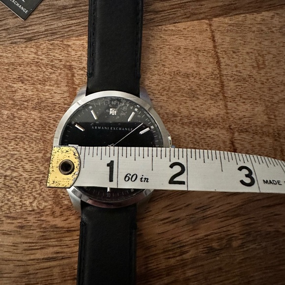 Armani Exchange black leather strap round watch - Picture 2 of 7